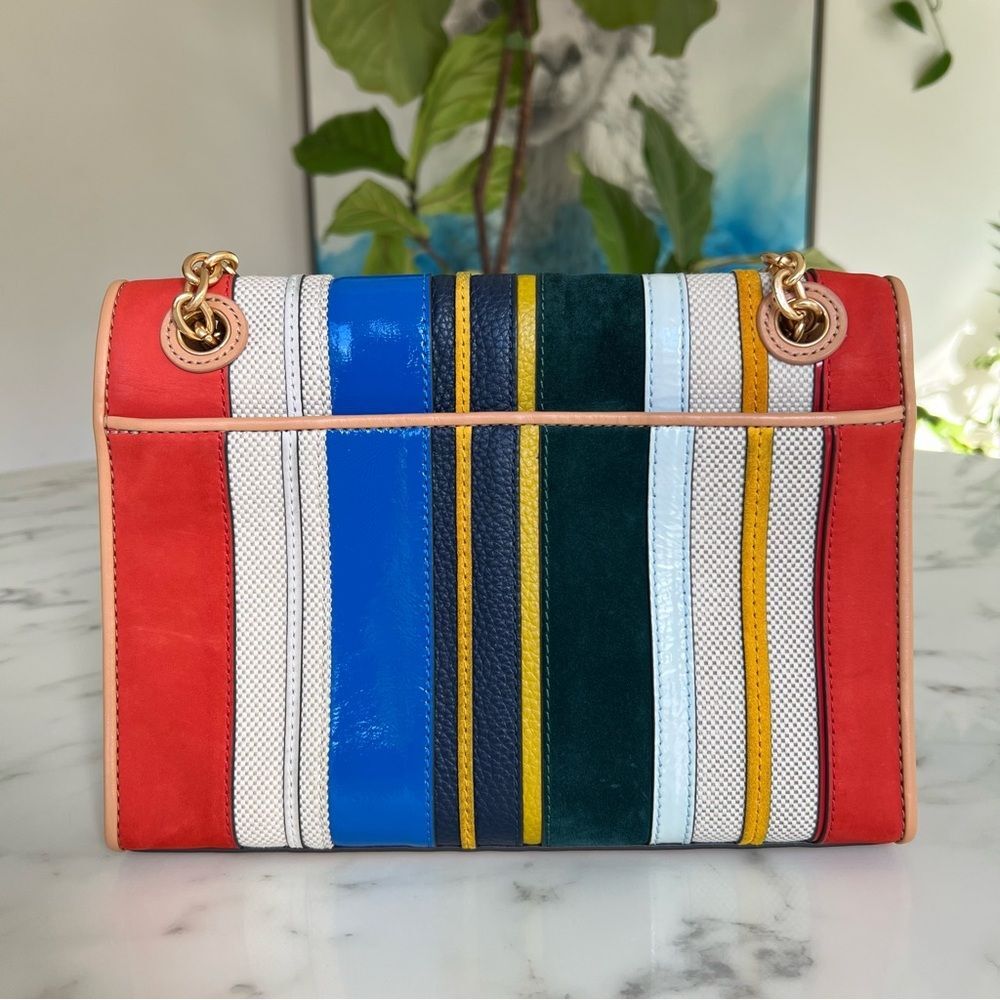 Tory Burch Fleming Convertible Shoulder Crossbody Bag Balloon Stripe Leather - Picture 5 of 16